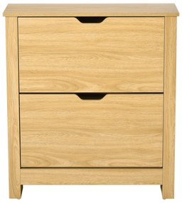 HOMCOM Comodă pentru pantofi hol, dulap pentru pantofi mobilier de intrare și coridor - 2 uși basculante 2 compartimente | Aosom Romania