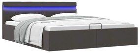 vidaXL Cadru pat hidraulic ladă LED gri închis, 160x200 cm, textil