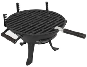 Gratar din fonta Muhler 104377, Ø30 cm, Carbune, Grilaj reglabil,Compact pentru calatorii, Negru