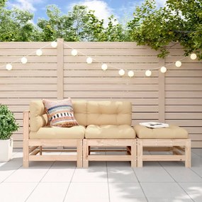 vidaXL Set mobilier de grădină cu perne, 3 piese, lemn masiv