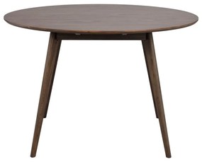 Masă de dining maro închis rotundă cu aspect de lemn de stejar ø 115 cm Yumi – Rowico