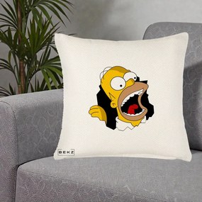 Perna Personalizata Homer Simpson Surpriza, 40x40 cm, Crem Reliefat, Husa Detasabila, Perna Inclusa, BEKZ®