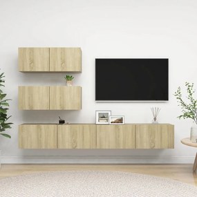 3079026 vidaXL Set dulapuri TV, 4 piese, stejar sonoma, lemn prelucrat