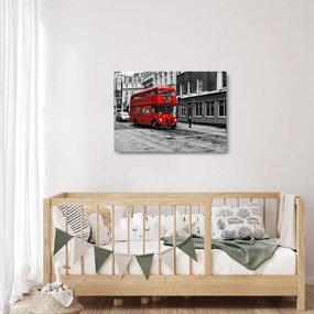 Tablou pe sticlă - Londra cu autobuz (70x50 cm)