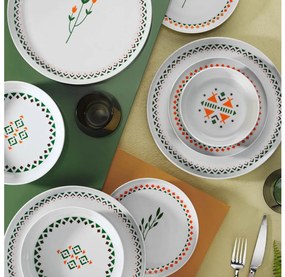 Set veselă 24 piese din porțelan, multicolor