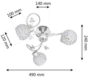 Lustră aplicată SOPHIA 3xE27/15W/230V crom lucios/transparent