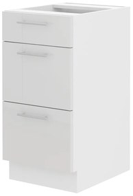 Dulap inferior de bucătărie Lavera 40 D 3S BB QUADRO (Alb + Alb lucios). 1032336