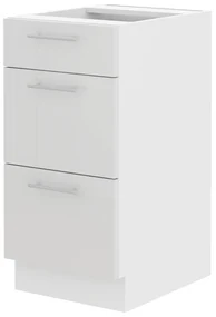 Dulap inferior de bucătărie Lavera 40 D 3S BB QUADRO (Alb + Alb lucios). 1032336