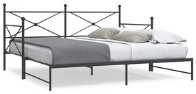 vidaXL Pat de zi cu căuț fără saltea Negru 100x200 cm Oțel