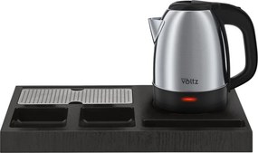 Ceainic electric cu organizator Oliver Voltz OV51230Y, 1200 W, 1 litru, Rotire la 360°, Inox/Negru