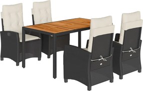 vidaXL Set mobilier de grădină cu perne, 5 piese, negru, poliratan