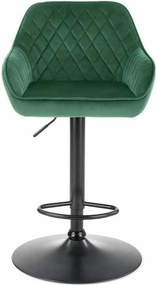 Scaun bar H103, verde inchis/negru, stofa catifelata/otel, 55x55x92/11