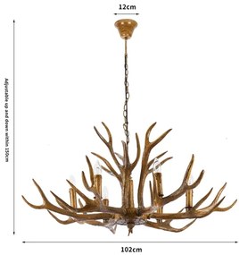 Brilagi - Candelabru cu lanț DEER, 6xE14/10W/230V, Ø 102 cm, cu coarne