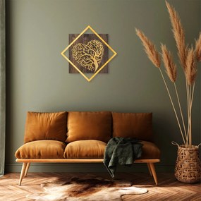 Accesoriu decorativ de perete din lemn Tree v3 auriu