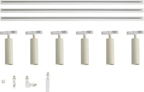 Modern railsysteem wit met 6 spots beige 1-fase - Slimline Uzzy