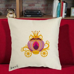 Perna Decorativa Trasura Regala Aurie, 40x40 cm, Ecru, Husa Detasabila, Perna Inclusa, BEKZ®