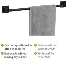 Suport pentru prosoape negru autoadeziv din oțel inoxidabil Quadro – Wenko
