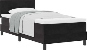 vidaXL Pat cu arcuri cu saltea cu headboard Negru 90 x 200 cm Catifea