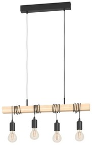 Lustră neagră/în culoare naturală TOWNSHEND – EGLO