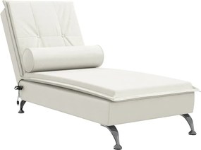 vidaXL Șezlong de masaj cu suport sprijin, crem, catifea