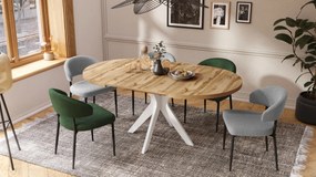 Mazzoni RENZO Stejar Wotan/picior alb - MASĂ ROTUNDĂ Ø110 EXTENSIBILĂ PÂNĂ LA 180 cm | PENTRU BUCĂTĂRIE SUFRAGERIE LIVING RETRO