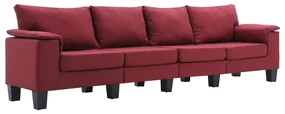 287098 vidaXL Canapea cu 4 locuri, roșu vin, material textil