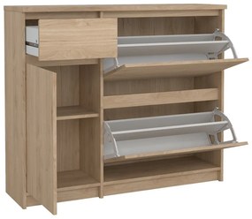 Pantofar în culoare naturală cu deschidere înclinată cu aspect de lemn de stejar 109x93x32 cm Naia – Tvilum