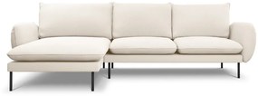 Coltar tapitat Vienna 5 locuri plusat/picioare negre – L255 x l170 x h95