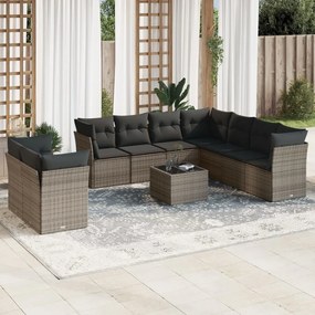 3217850 vidaXL Set mobilier de grădină cu perne, 10 piese, gri, poliratan