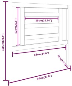 Tablie de pat, alb, 96x4x100 cm, lemn masiv de pin Alb, 96 x 4 x 100 cm, 1