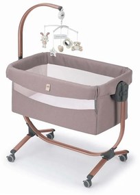 Patut cu leganare, Cullami, co-sleeper 2 in 1, Cu laterala culisanta, Cu setare unghiulara, Cu roti, Reglabil in 8 pozitii pe inaltime, Beige Gold
