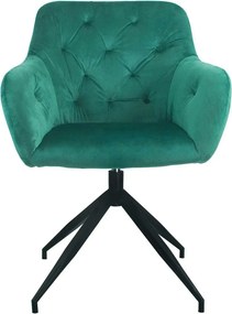 Scaun rotativ VELEZA NEW, verde/negru, stofa catifelata/metal, 66x66x8