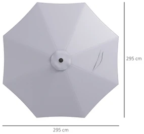 Outsunny Copertină de Rezervă pentru Umbrelă cu Priză de Aer, Rezistentă la UV și Apă, Ø295 cm, Gri | Aosom Romania