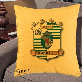 Perna Personalizata CSC Dumbravita Fotbal, 40x40 cm, Galben, Husa Detasabila, Perna Inclusa, BEKZ®