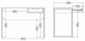 Birou alb EFREM PLUS 513 cu 1 sertar si blat cu decor de stejar