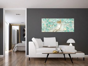 Tablou cu flori și fluturi (120x50 cm)