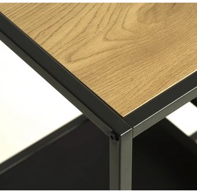 Bibliotecă neagră/în culoare naturală cu aspect de lemn de stejar 80x146x35 cm Altino – Unique Furniture