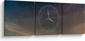 Tablou cu cerul nocturn (cu ceas) (90x30 cm)