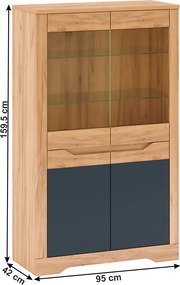 Vitrina C, stejar craft auriu   grafit gri, FIDEL