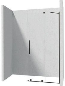 Paravan dus sticla securizata walk-in cu usa glisanta, 140x195 cm, negru mat, Deante Prizma Negru mat, 1400x1950 mm