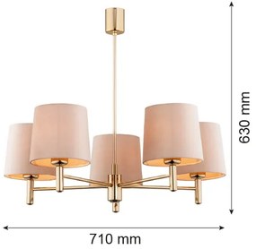 Lustră pe tijă PONTE 5xE27/15W/230V alamă/bej Argon 2105