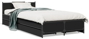 3279967 vidaXL Cadru de pat cu sertare, negru, 90x200 cm, lemn prelucrat