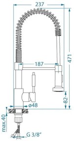 ALVEUS 1150886 - Baterie chiuvetă URBAN 47,1 cm cu braț flexibil și duș