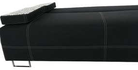 Canapea extensibilă cu spaţiu de depozitare, negru/model, ELIZE