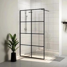 Paravan de duș walk-in negru 90x195 cm sticlă ESG transparentă