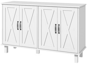 Dulap multifuncțional MDF cu 4 nivele cu 2 rafturi reglabile pentru sufragerie, bucătărie și intrare, 120x37x75 cm, alb HOMCOM | Aosom RO