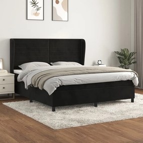 3129287 vidaXL Pat box spring cu saltea, negru, 180x200 cm, catifea