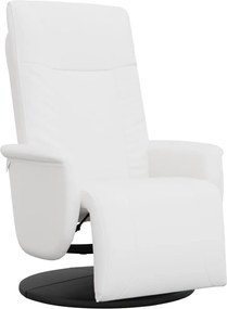vidaXL Fotoliu rabatabil cu suport de picioare, alb, piele ecologică