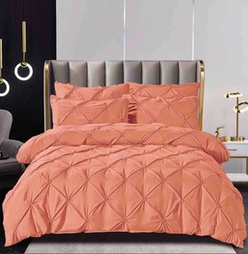 Lenjerie de pat cu pliuri, tesatura tip finet, pat 2 persoane, 6 piese - Peach