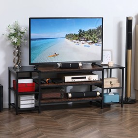 Mobilier pentru TV pentru televizoare de pana la 65 inchi, stil industrial cu rafturi de depozitare, maro si negru HOMCOM | Aosom RO